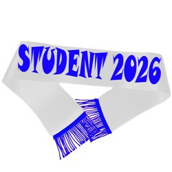 1 st Student 2025 Ordensband i vit satin med rött tryck – Fira din stora dag med stolthet.