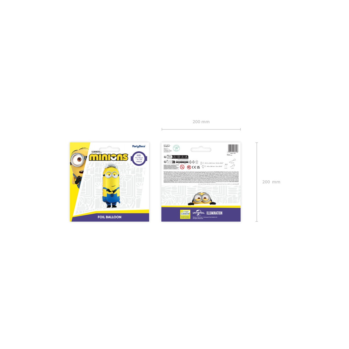 Foil balloon Minion Tim, 40x100 cm, mix