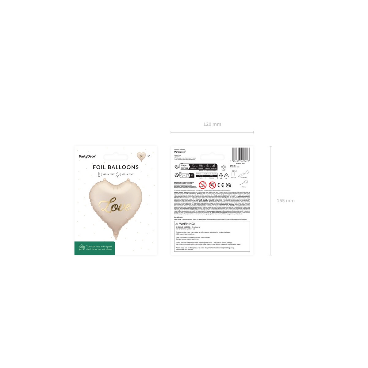 Foil balloon heart Love, 45 cm, mix Foil balloon heart Love, 45 cm, mix