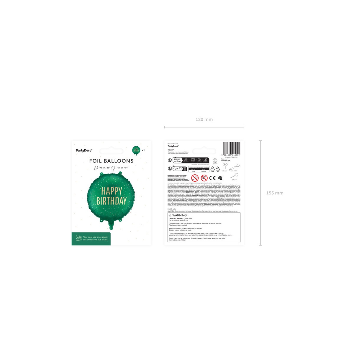 Foil balloon tablet Happy Birthday, 35x35 cm, dark green Foil balloon tablet Happy Birthday, 35x35 cm, dark green