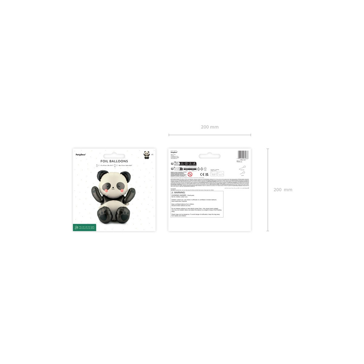 Foil balloon Panda, 68x72 cm, mix