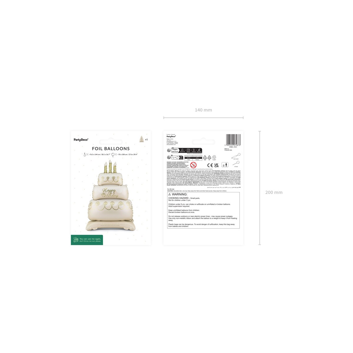 Standing foil balloon Cake, 70x100 cm, mix Standing foil balloon Cake, 70x100 cm, mix