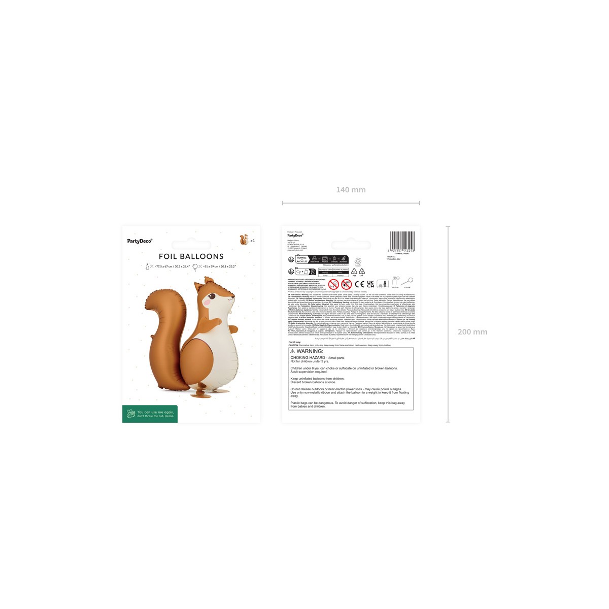 Foil balloon Squirrel, 51x59 cm, mix Foil balloon Squirrel, 51x59 cm, mix