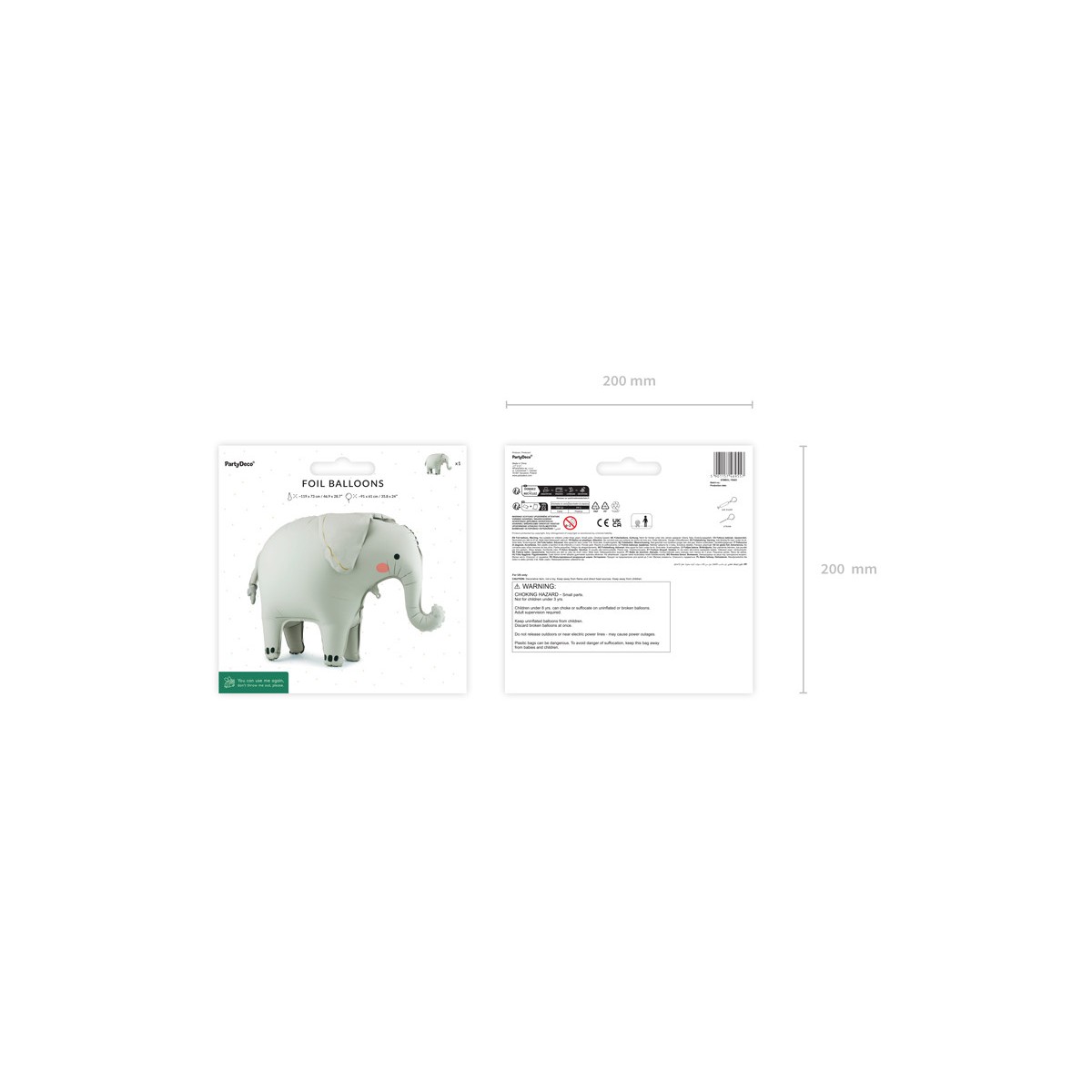 Standing foil balloon Elephant, 91x61 cm, mix Standing foil balloon Elephant, 91x61 cm, mix