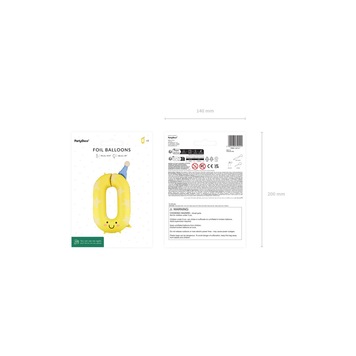 Foil balloon Number ''0'', 86cm, yellow Foil balloon Number ''0'', 86cm, yellow