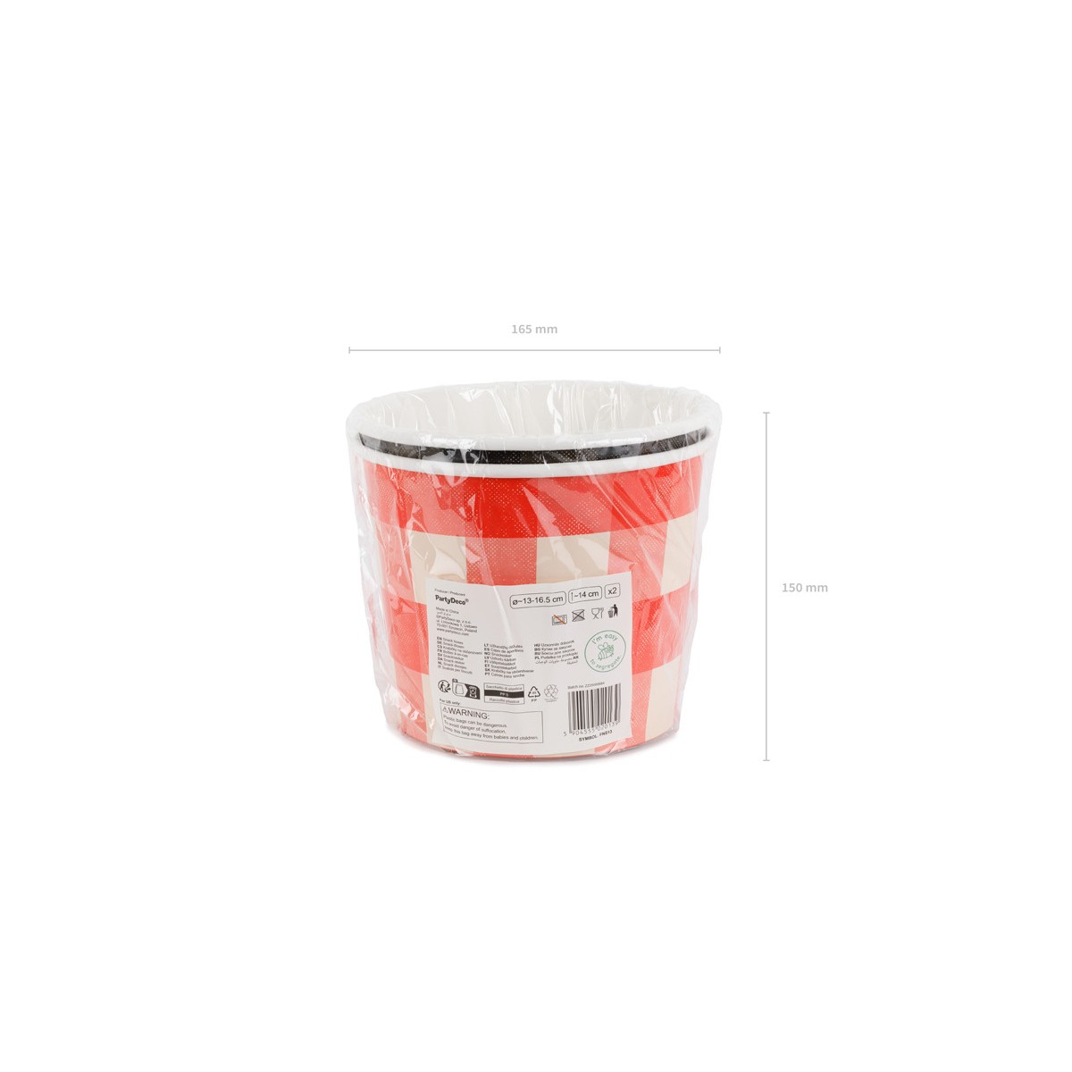 Snack buckets Check pattern, 14 cm, mix (1 pkt / 2 pc.) Snack buckets Check pattern, 14 cm, mix (1 pkt / 2 pc.)