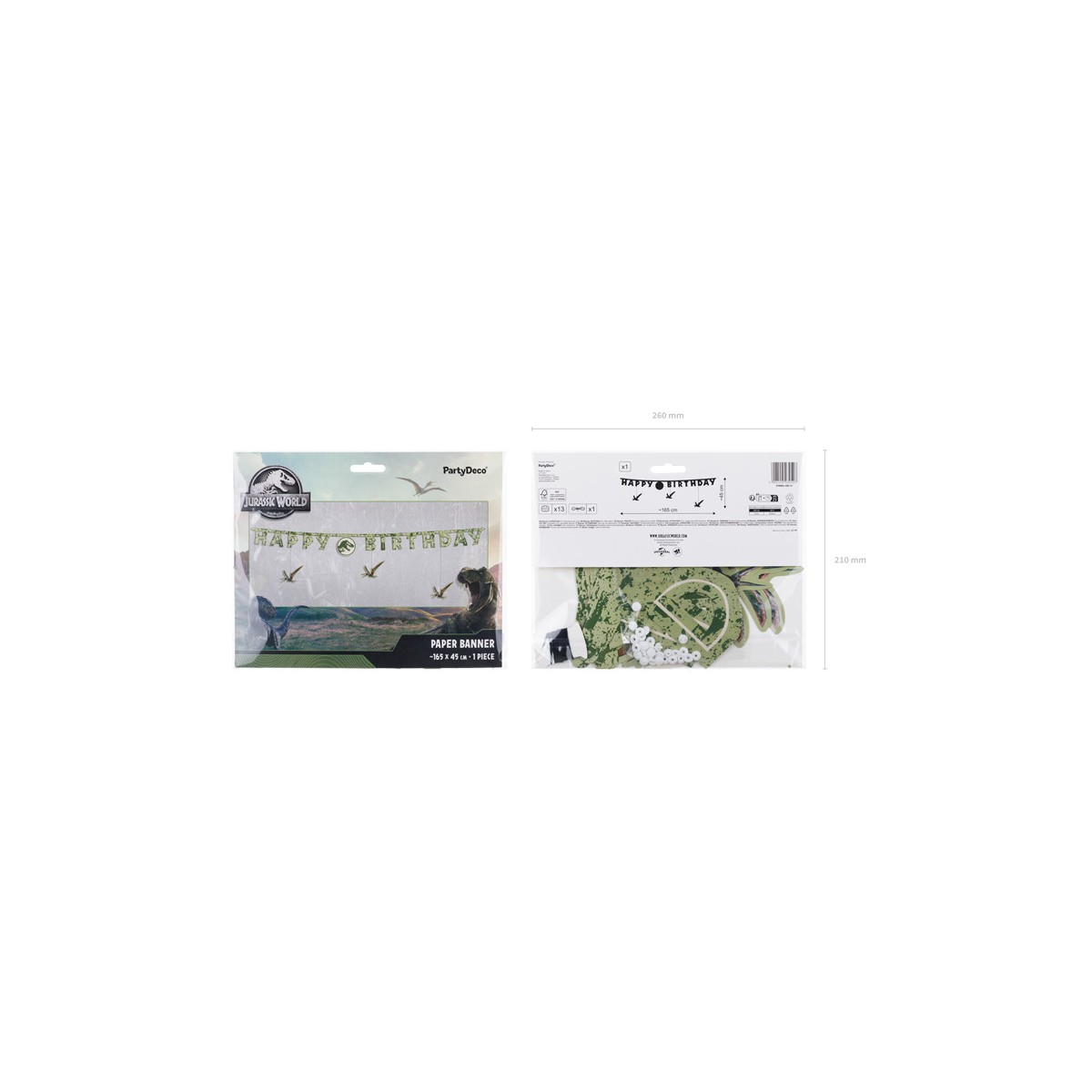 Banner Happy Birthday Jurassic World, 45x165 cm, mix Banner Happy Birthday Jurassic World, 45x165 cm, mix