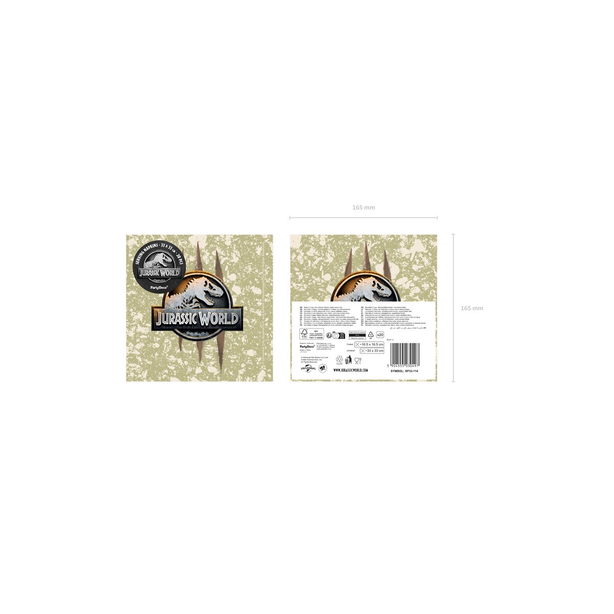 Napkins Jurassic World, 33x33 cm, mix (1 pkt / 20 pc.) Napkins Jurassic World, 33x33 cm, mix (1 pkt / 20 pc.)