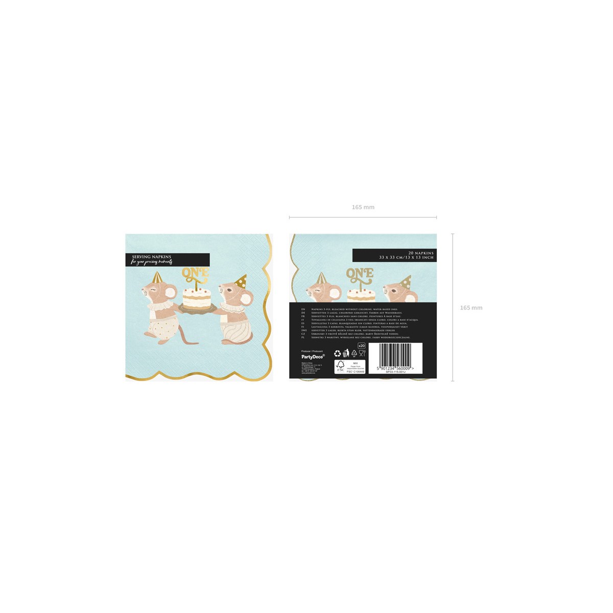 Napkins One Mice, 33x33 cm, blue (1 pkt / 12 pc.) Napkins One Mice, 33x33 cm, blue (1 pkt / 12 pc.)