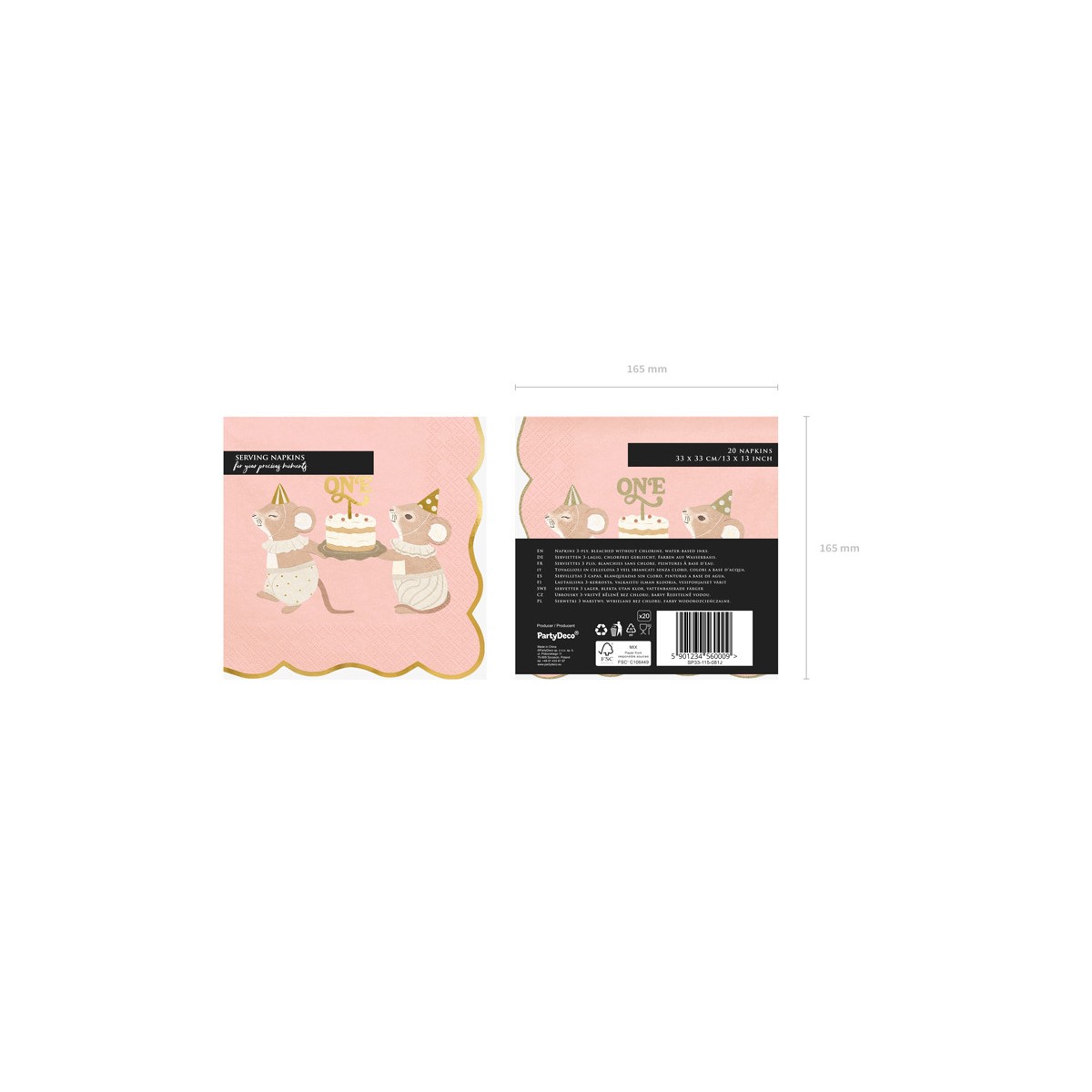 Napkins One Mice, 33x33 cm, pink (1 pkt / 12 pc.) Napkins One Mice, 33x33 cm, pink (1 pkt / 12 pc.)