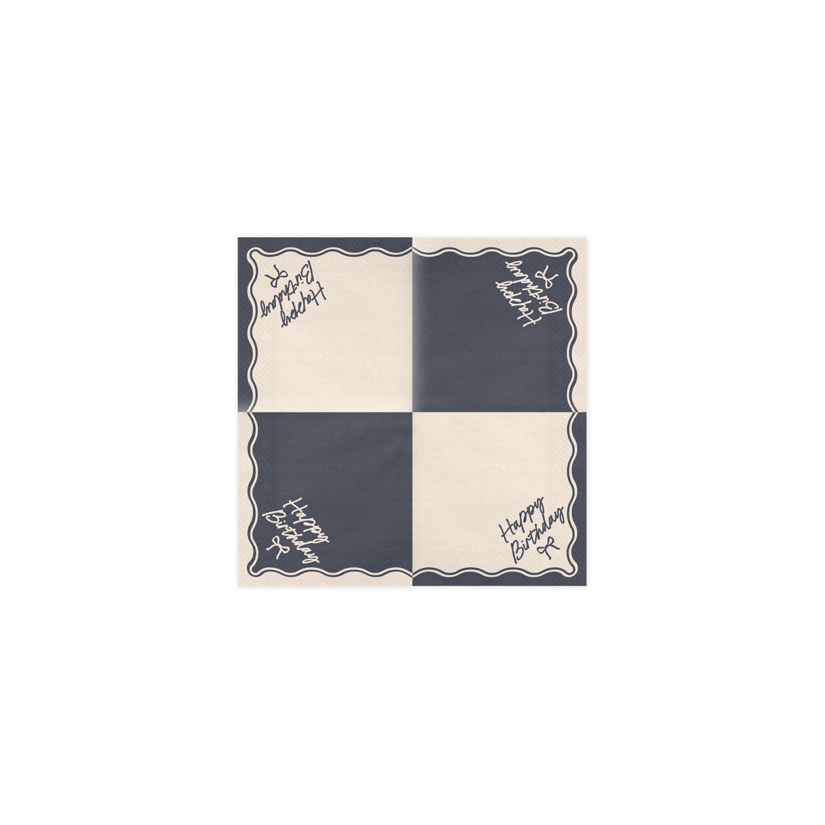 Napkins Happy Birthday Bow, 33x33 cm, beige-black (1 pkt / 12 pc.)