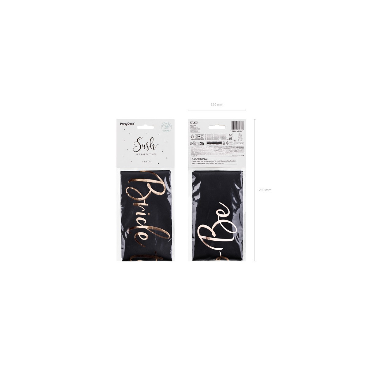 Bride to Be sash, black, 75 cm