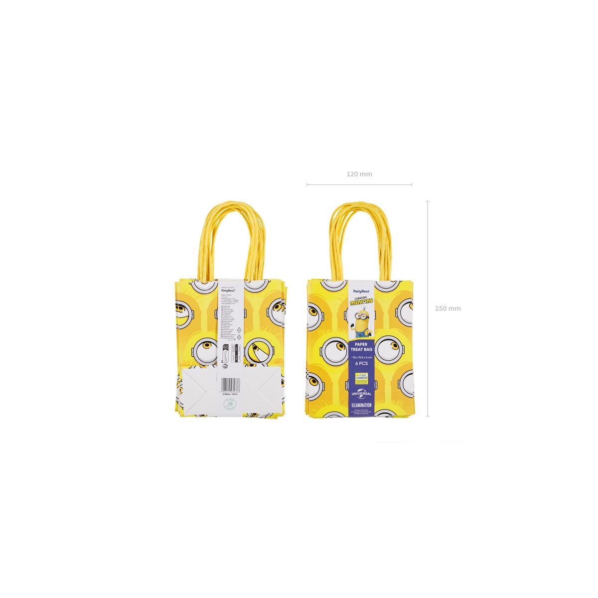 GIft bags Minions, 12x15.5x6 cm, yellow (1 pkt / 6 pc.) GIft bags Minions, 12x15.5x6 cm, yellow (1 pkt / 6 pc.)