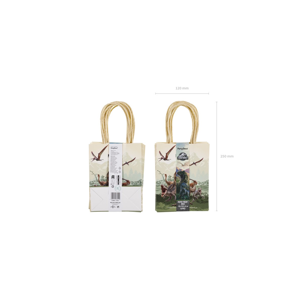 Paper gift bags Jurassic World, 12x15.5x6 cm, mix (1 pkt / 6 pc.) Paper gift bags Jurassic World, 12x15.5x6 cm, mix (1 pkt / 6 pc.)