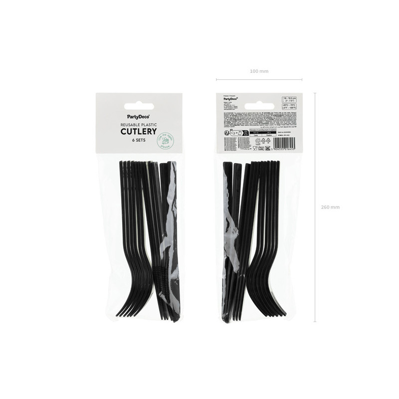 Plastic cutlery, 18&ndash;18.5 cm, black (1 pkt / 12 pc.)