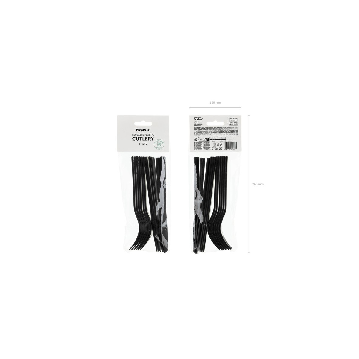 Plastic cutlery, 18&ndash;18.5 cm, black (1 pkt / 12 pc.)
