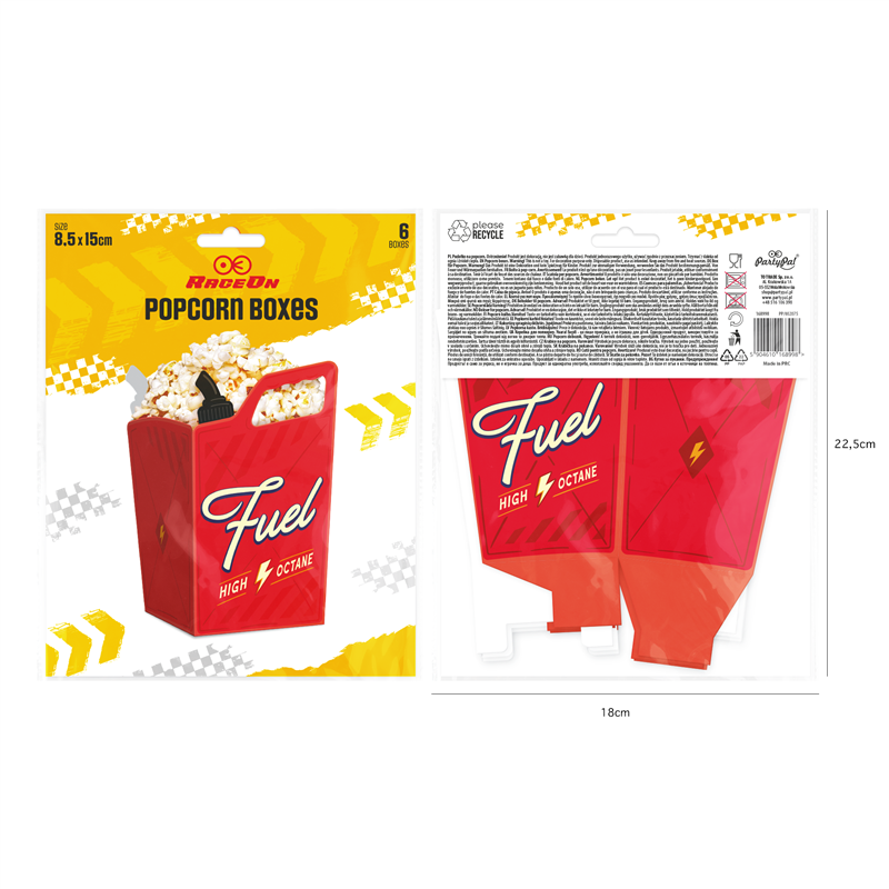 6 st Popcornboxar Festliga f&auml;rger 7x7x12 cm &ndash; G&ouml;r snackbordet oemotst&aring;ndligt!