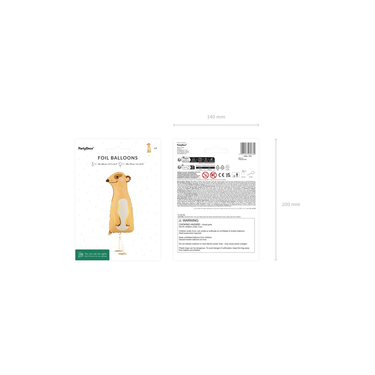 Standing foil balloon Meerkat, 28x70 cm, mix Standing foil balloon Meerkat, 28x70 cm, mix
