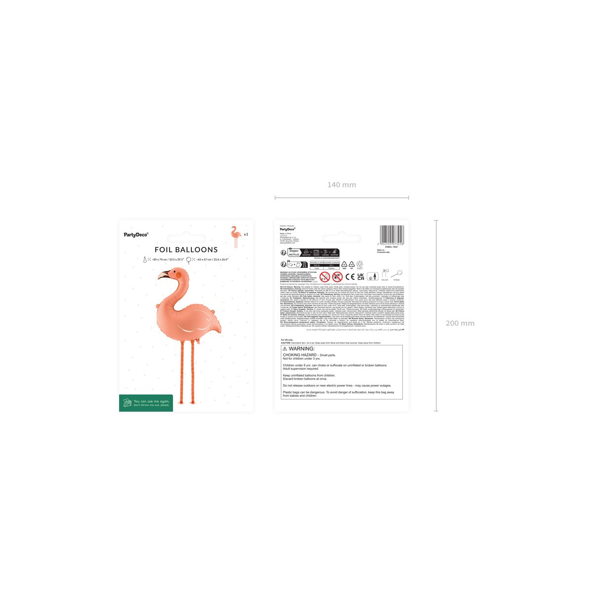 Foil balloon Flamingo, 65x67 cm, coral Foil balloon Flamingo, 65x67 cm, coral