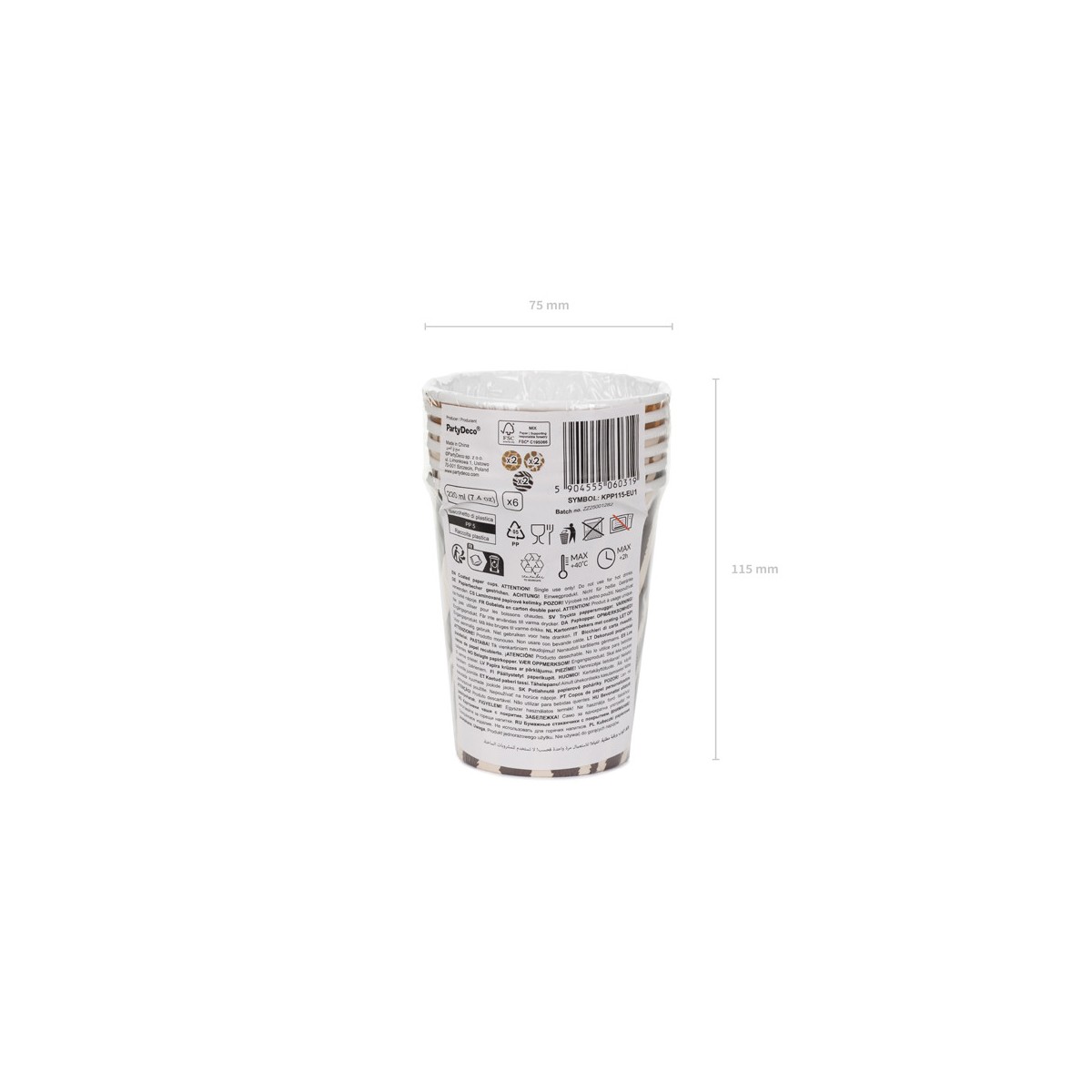 Cups Safari spots, 220 ml, mix (1 pkt / 6 pc.)