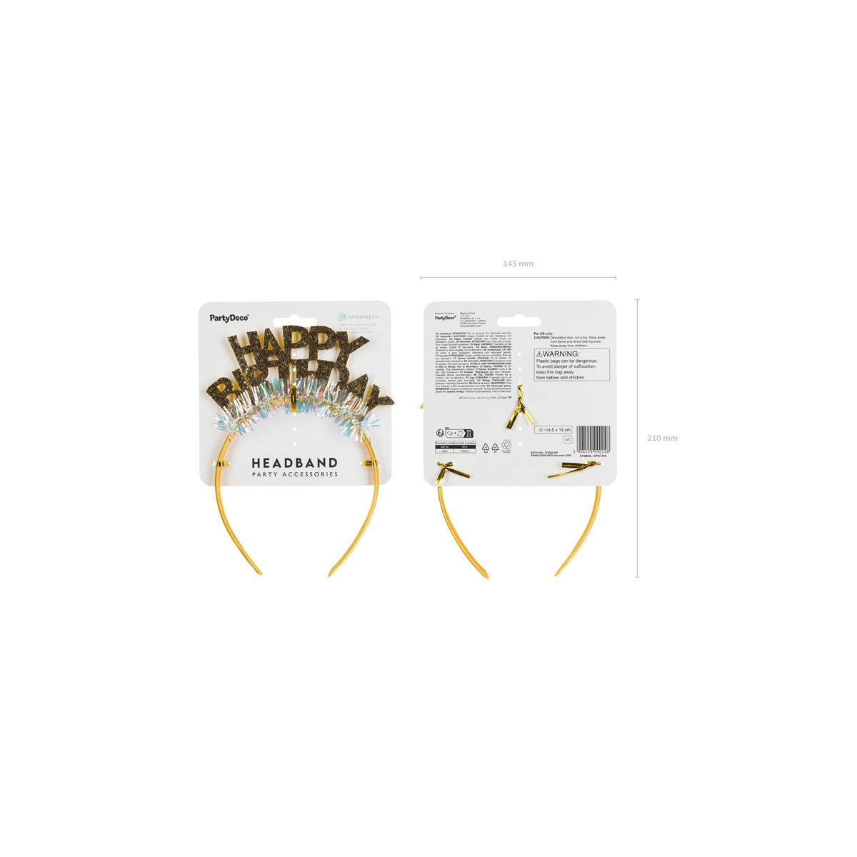 Headband Happy Birthday, 14.5x19 cm, gold Headband Happy Birthday, 14.5x19 cm, gold