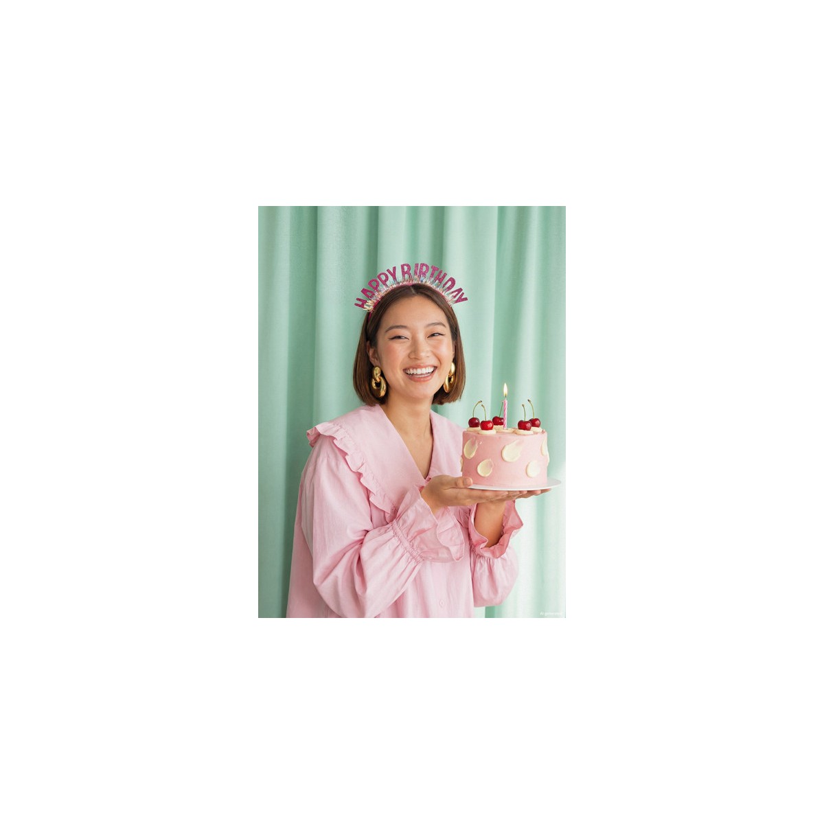 Headband Happy Birthday, 18x18 cm, pink Headband Happy Birthday, 18x18 cm, pink