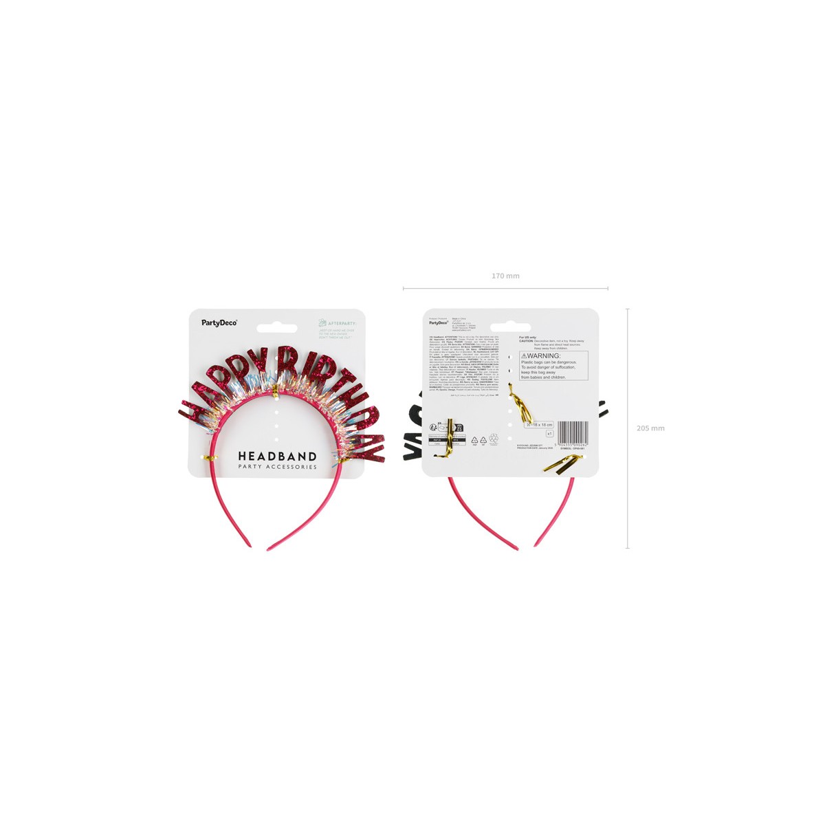 Headband Happy Birthday, 18x18 cm, pink Headband Happy Birthday, 18x18 cm, pink