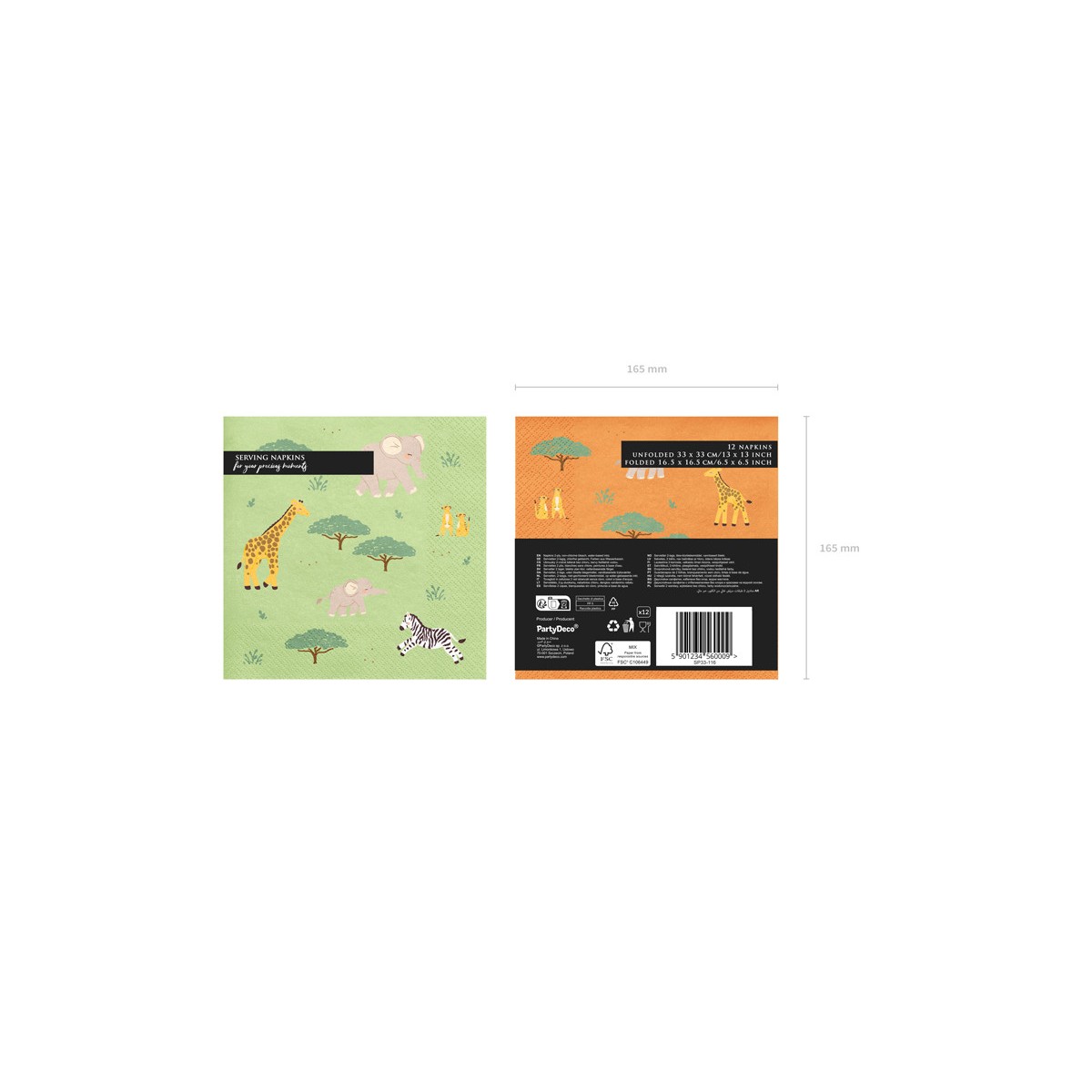 Napkins Safari, 33x33 cm, mix (1 pkt / 12 pc.)