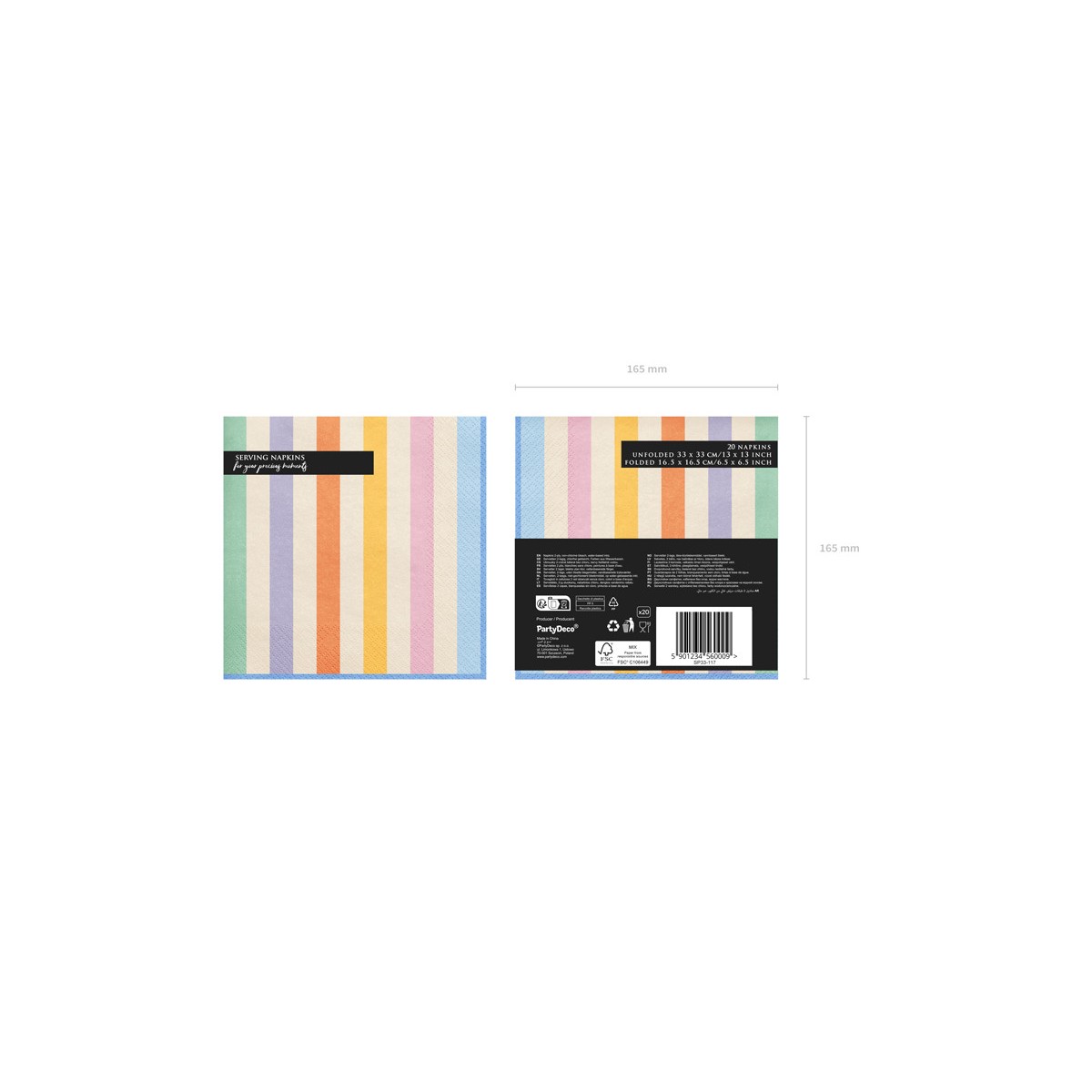 Napkins Stripes, 33x33 cm, mix (1 pkt / 20 pc.) Napkins Stripes, 33x33 cm, mix (1 pkt / 20 pc.)