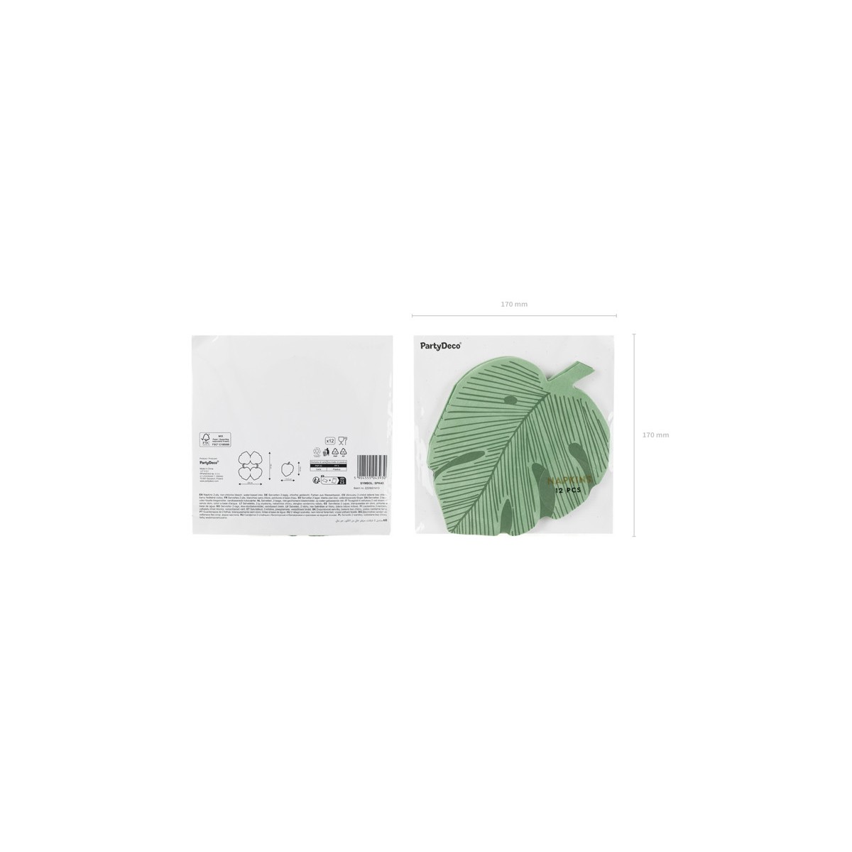 Napkins Monstera leaf, 29.1x36 cm, green (1 pkt / 12 pc.) Napkins Monstera leaf, 29.1x36 cm, green (1 pkt / 12 pc.)