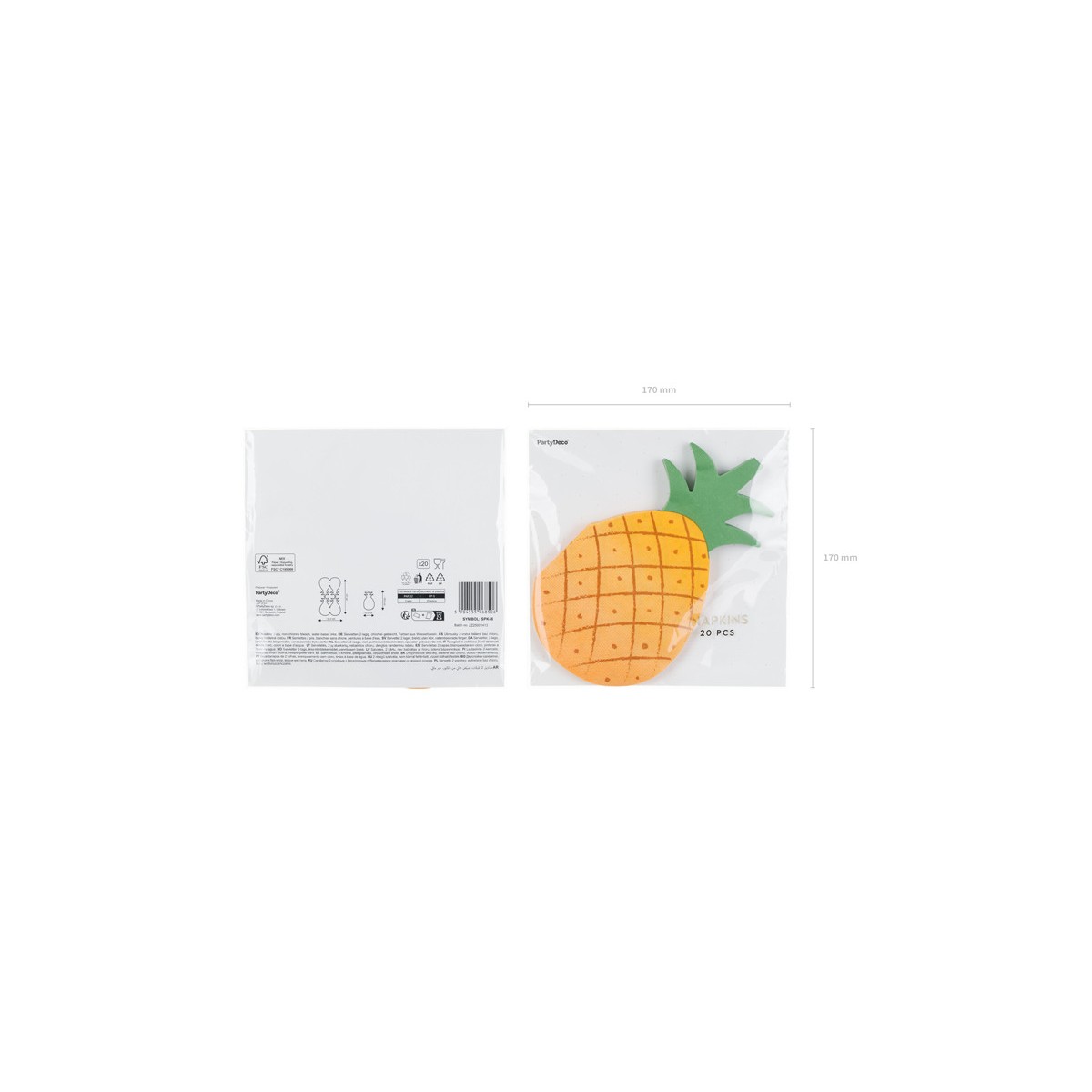 Napkins Pineapple, 18.5x10.2 cm, mix (1 pkt / 20 pc.) Napkins Pineapple, 18.5x10.2 cm, mix (1 pkt / 20 pc.)