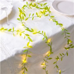 Eukalyptusgirlang 2 m gr&ouml;n med 20 varma LED-lampor