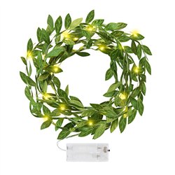 Eukalyptusgirlang 2 m gr&ouml;n med 20 varma LED-lampor