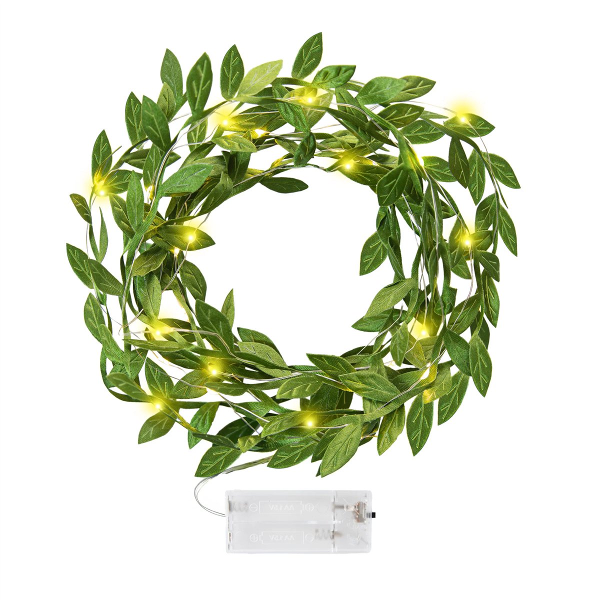 Eukalyptusgirlang 2 m grön med 20 varma LED-lampor Eukalyptusgirlang 2 m grön med 20 varma LED-lampor