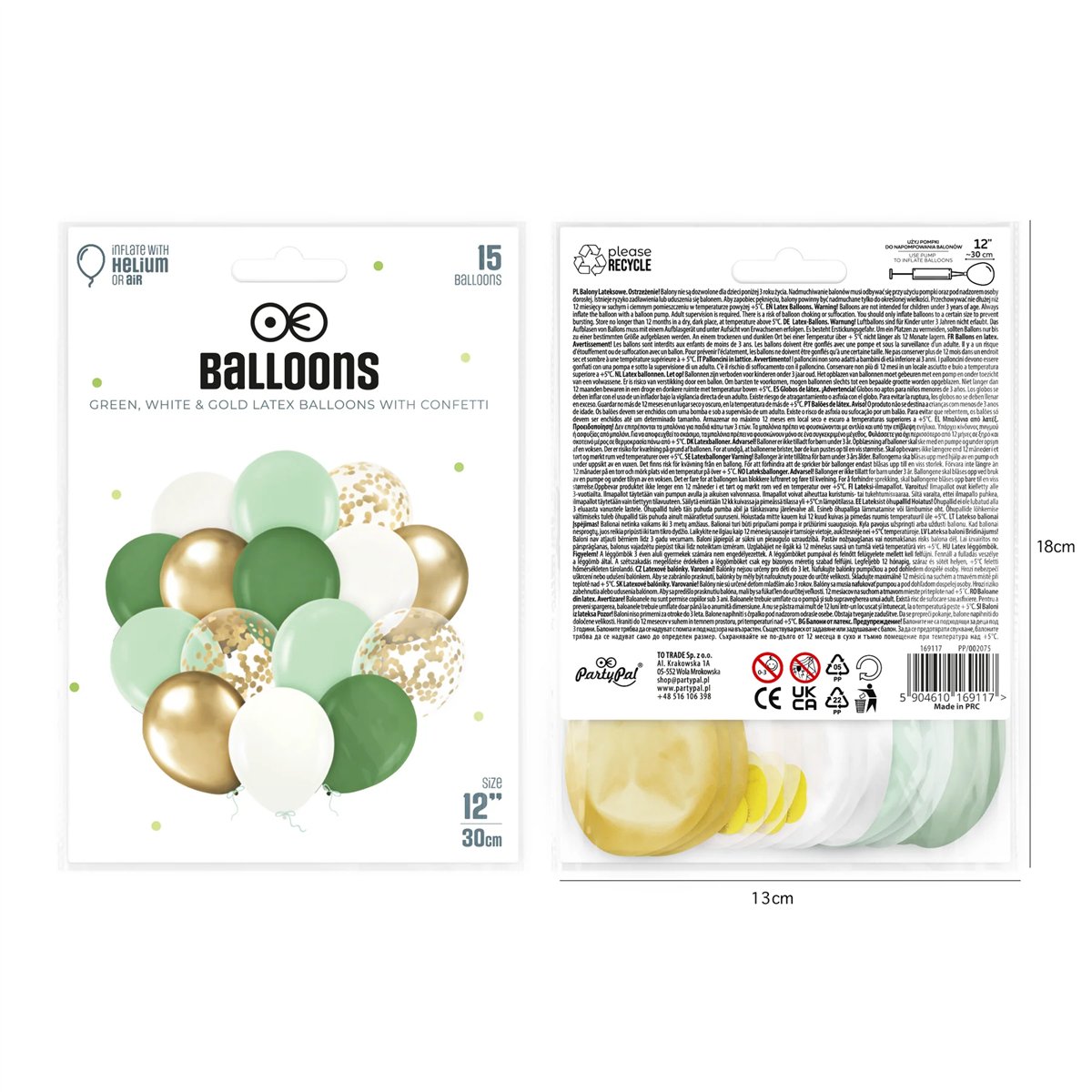 10 st Latexballonger Pistage & Guld 27-31 cm 10 st Latexballonger Pistage & Guld 27-31 cm