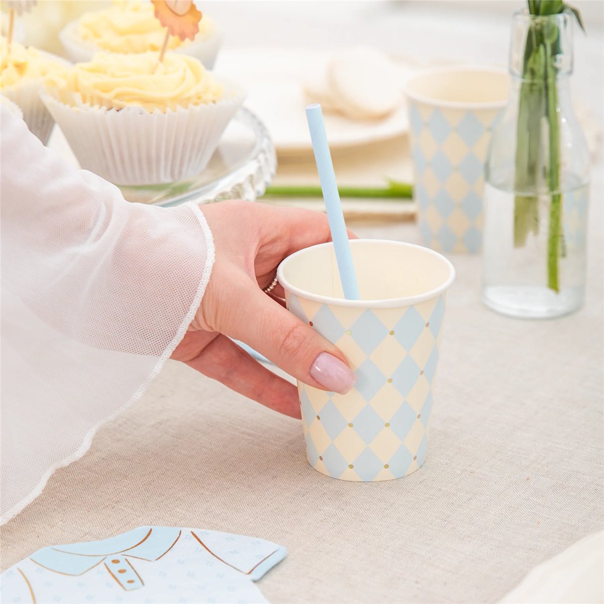 6 st Pappmuggar Blå Baby Shower 220 ml 6 st Pappmuggar Blå Baby Shower 220 ml