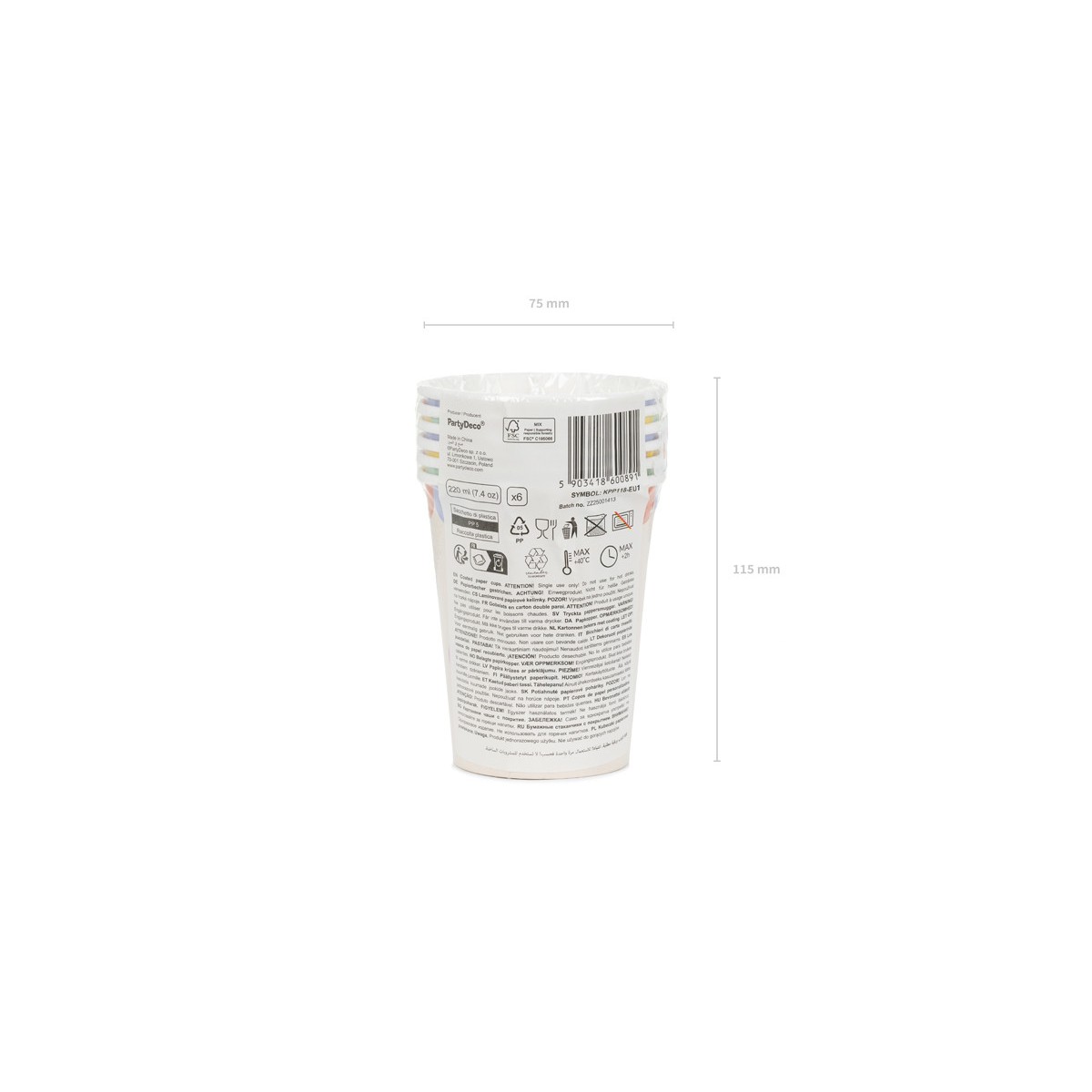 Cups Confetti, 220 ml, mix (1 pkt / 6 pc.)