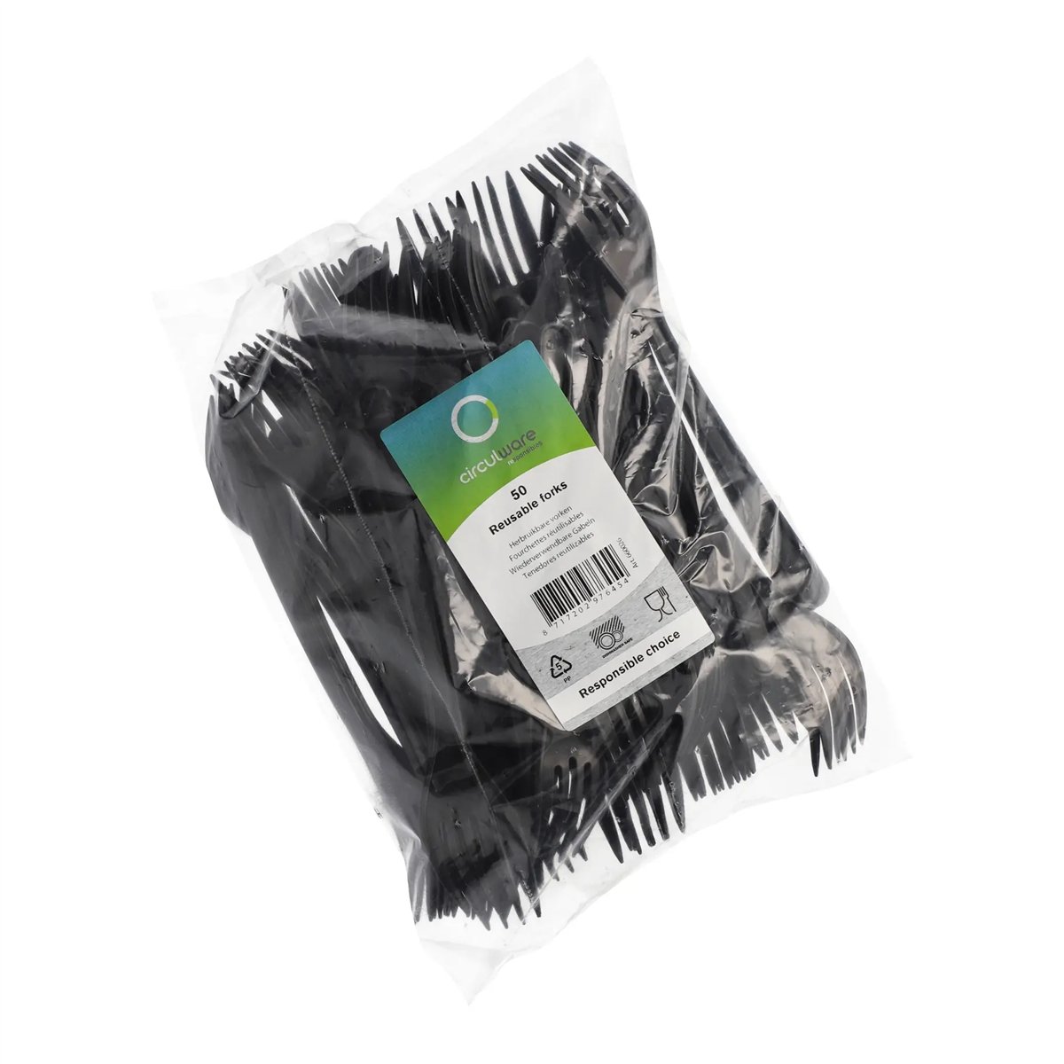 50 st Plastgafflar svart &aring;teranv&auml;ndbara 185 mm