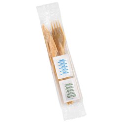 25 st Bestickset WPC brun med servett, salt & peppar