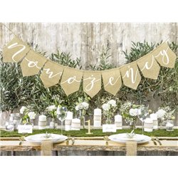 Just Married-banner rustik vit jute 23x185 cm Just Married-banner rustik vit jute 23x185 cm