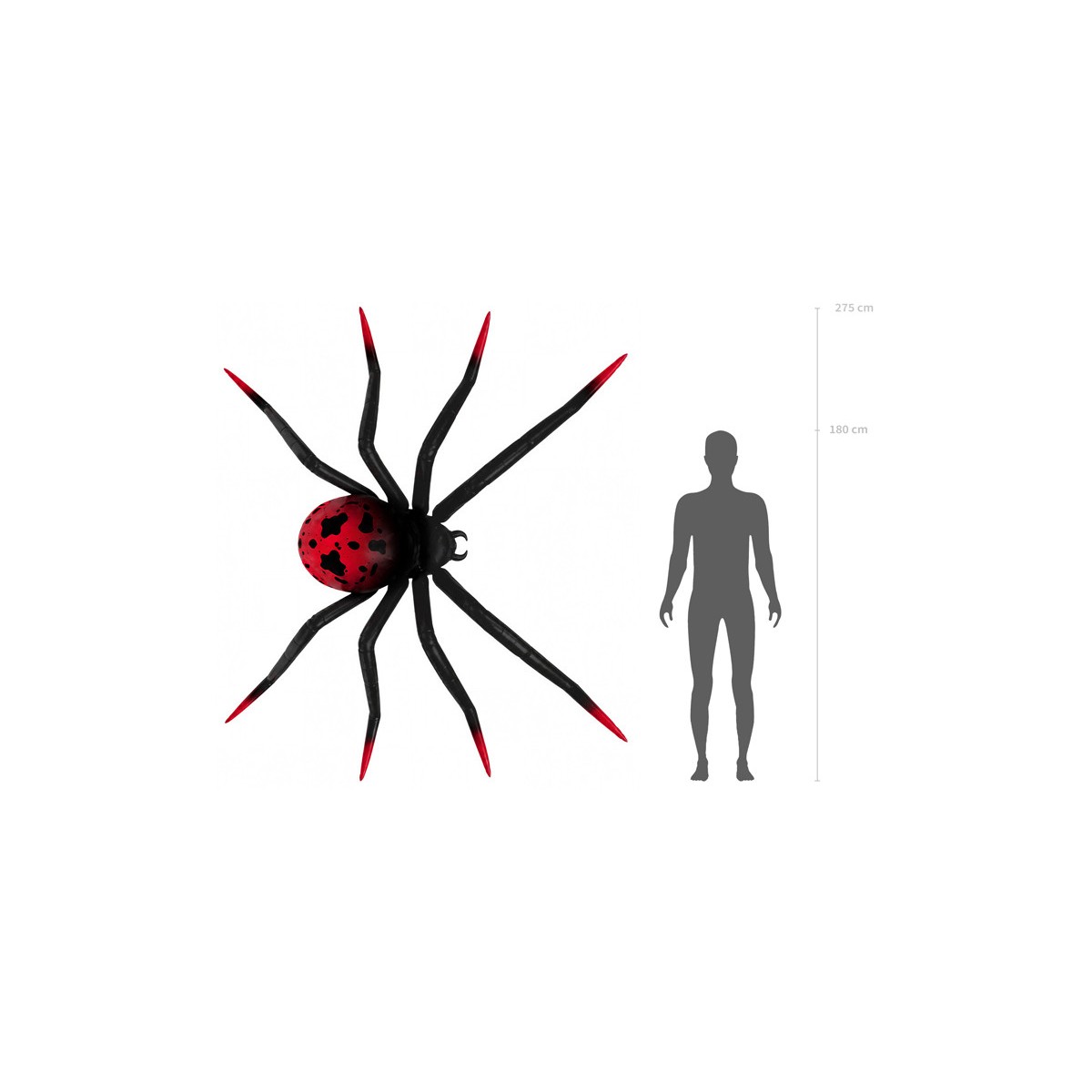 Foil Standing Balloon Spider XXL, 275x152 cm, black and red Foil Standing Balloon Spider XXL, 275x152 cm, black and red
