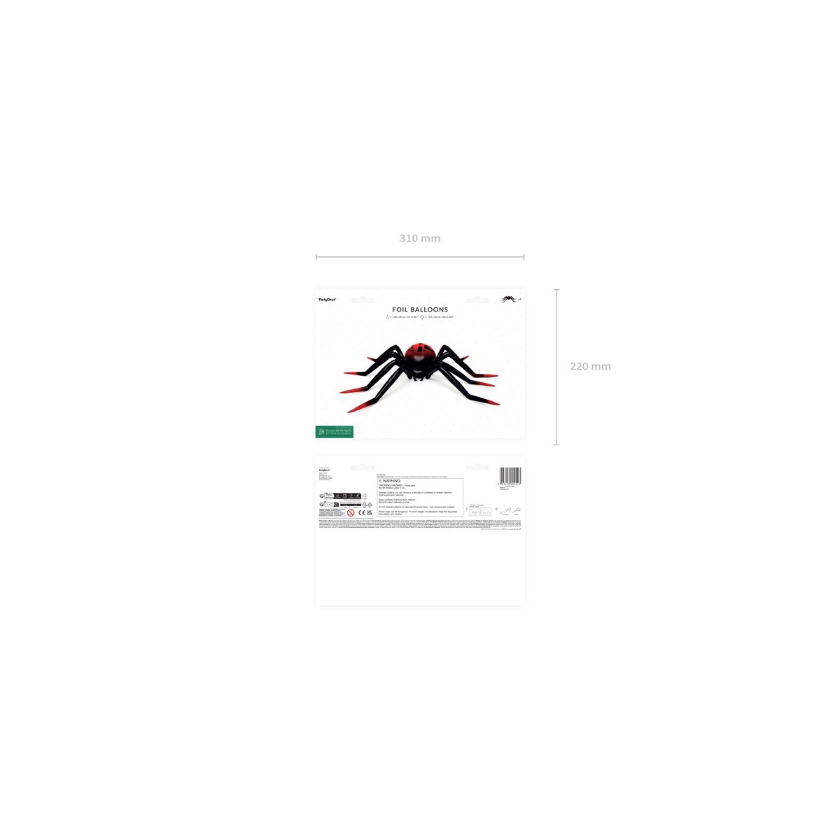 Foil Standing Balloon Spider XXL, 275x152 cm, black and red Foil Standing Balloon Spider XXL, 275x152 cm, black and red