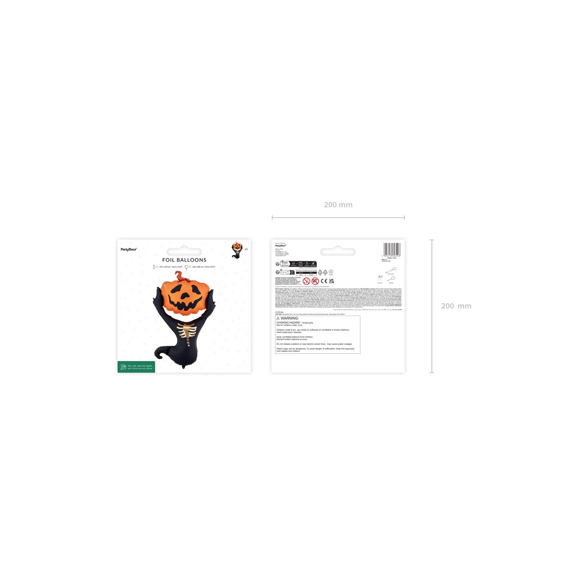 Foil balloon Scarecrow, 60x100 cm, black and orange