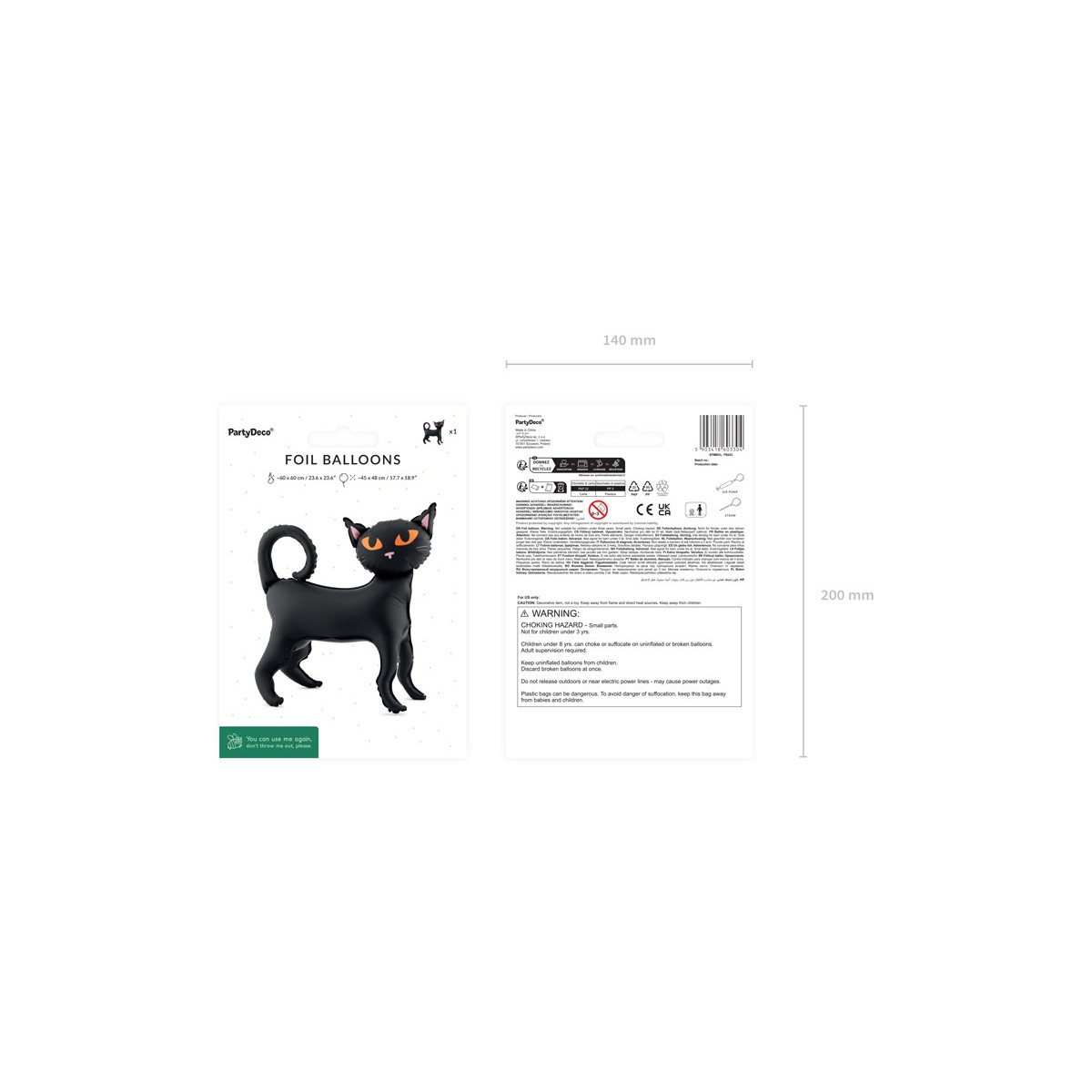 Standing foil balloon Cat, 45x48 cm, black Standing foil balloon Cat, 45x48 cm, black