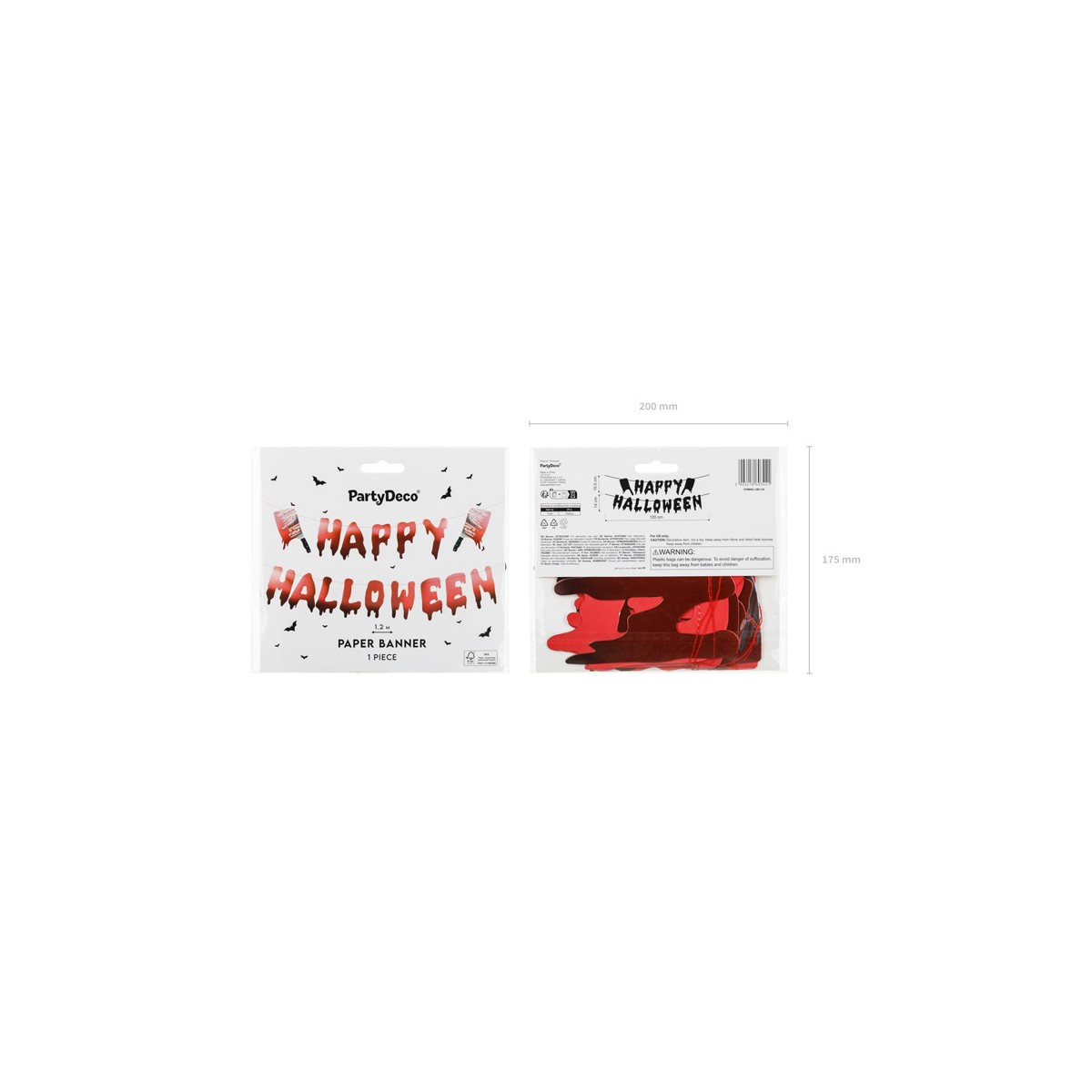 Banner Happy Halloween with cleavers, 120 cm, red
