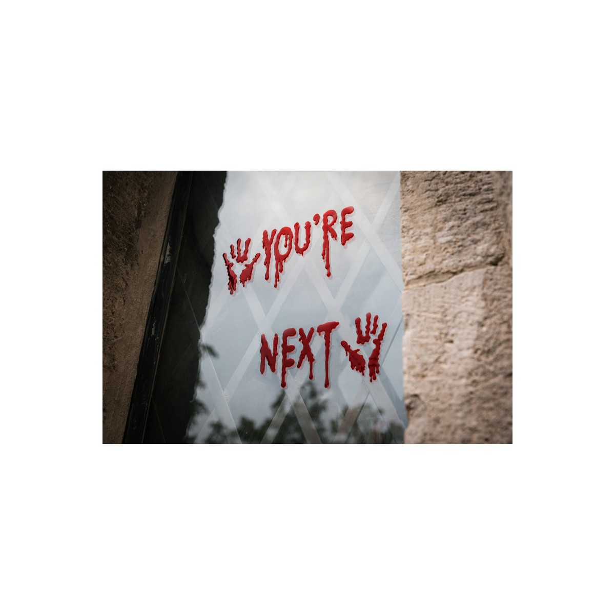 Gel window stickers “You're Next”, red Gel window stickers “You're Next”, red