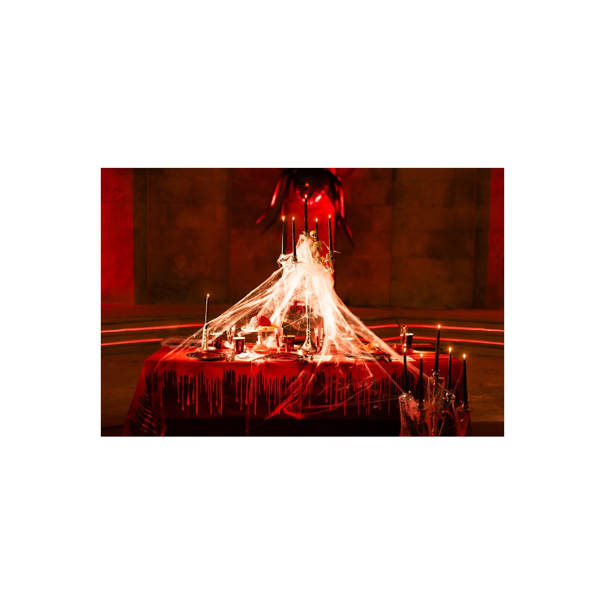 Paper tablecloth Dripping blood, 180x120 cm, red-black
