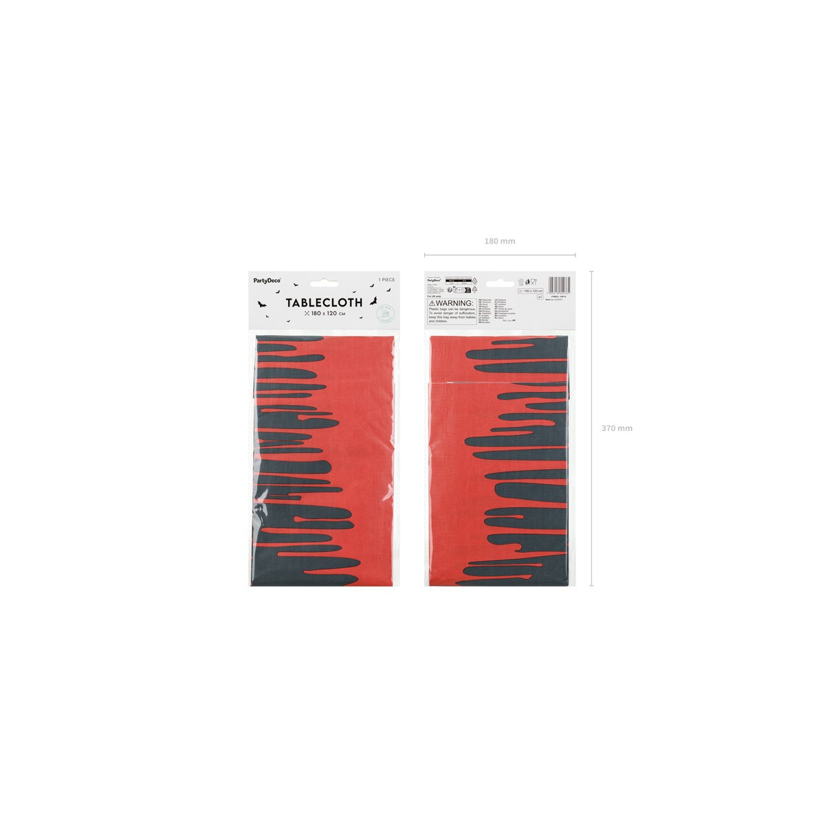 Paper tablecloth Dripping blood, 180x120 cm, red-black