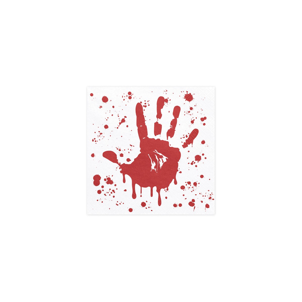 Napkins Bloody hand, 33x33 cm, white and red (1 pkt / 20 pc.) Napkins Bloody hand, 33x33 cm, white and red (1 pkt / 20 pc.)