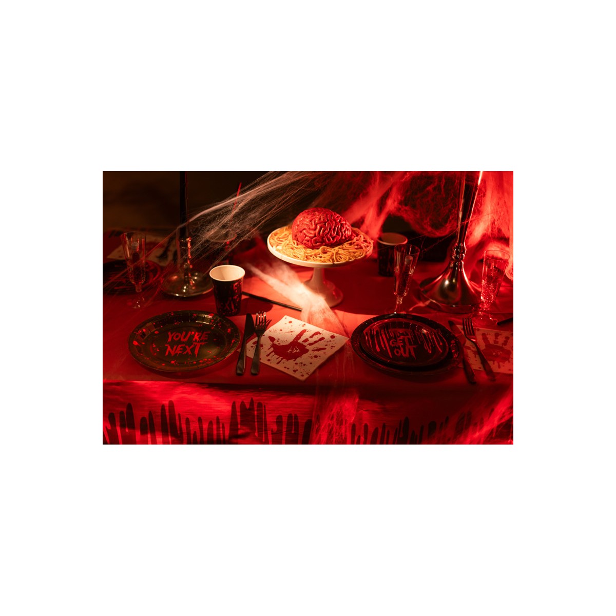 Napkins Bloody hand, 33x33 cm, white and red (1 pkt / 20 pc.) Napkins Bloody hand, 33x33 cm, white and red (1 pkt / 20 pc.)
